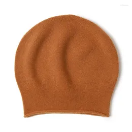 Beanie/Skull Caps SHUCHAN 100% Cashmere Skullies & Beanies Winter Outdoor Keep Warm Solid Adult Designer Bonnet Accessories Oliv22