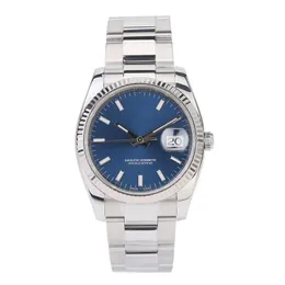 Relógio asiático de alta qualidade 2813 Sports Automáticos Mecânicos Relógios masculinos 36mm Blue Dial Moda Moda Aço Anterior Strap Luxury Ladies Wristwatch 115234 Relógio de pulso