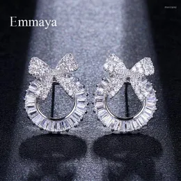 Stud Emmaya Bowknot Design Brillante Große Kreis Ohrringe Hohe Qualität Rose Gold CZ Für Frauen Mode Party Hochzeit Geschenke Moni22