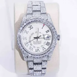 Luksusowy zegarek dla mężczyzn mechanicznych ES Najwyższa jakość lodowa Out VVS Diamond Stali Stal Dial Moissanite Szwajcarska marka Geneva WristWatches