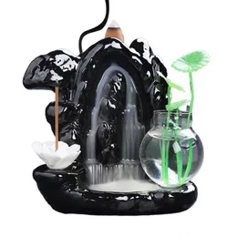 Lampy zapachowe styl czarny kreatywny przepływ wsteczny kadzidło palnik wodospad ceramiczny dym handicraft Home Home Homenal Decor SuppliesFragran