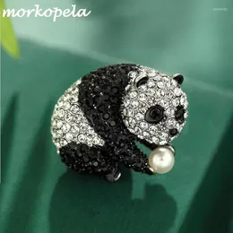 Pins broszki Morkopela Panda Rhinestone broszka moda kryształ dla kobiet kostium biżuterii i prezent kirk22