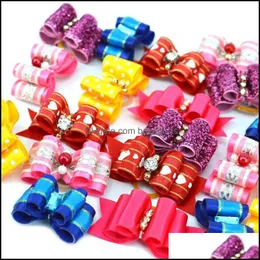 50 sts / set Pet Puppy Hairpin Upscale Flower Hair Bows Dog Groming Headdress Produkter Tillbehör Gullig Drop Leverans 2021 Kläder Leveranser H