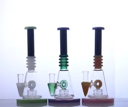 9 Inch beaker color base screw thread tube Glass BONG pendant perc smoking bubbler water pipe S1-223 pink,purple,green colors