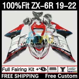 Spritzgusskörper für KAWASAKI NINJA ZX 636 600CC ZX636 19-22 Karosserie 6DH.18 ZX 6R ZX-6R ZX6R 19 20 21 22 Rahmen ZX-636 2019 2020 2021 2022 OEM-Verkleidungsset rot weiß