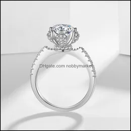 Bröllopsringar smycken kvinnorstil nära set Petal True Diamond Ring Net Red 1.2 karat Vit kopparengagemang Drop Leverans 2021 Stmrw