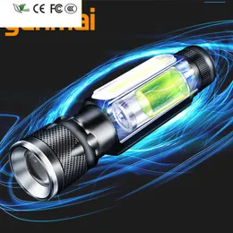 New LED Flashlight Built-in Battery USB Rechargeable Torch Aluminum Camping 2000LM XM-L T6 COB Zoomable 3 Modes Lanterna