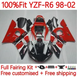 Yamaha YZF R6 R6 için OEM Vücut 600cc 98-02 Karoser 7No.0 YZF 600 CC YZF-600 YZFR6 98 99 00 01 02 YZF-R6 1998 1999 2000 2001 2002 Enjeksiyon Kumaşı Fabrika Kırmızı