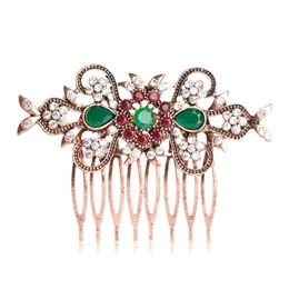 Fermagli per capelli Barrettes Vintage Accessori da sposa da sposa turchi Fiore di cristallo rosso Pettini Forcine Gioielli per testa Per donne Ragazze TiaraHair