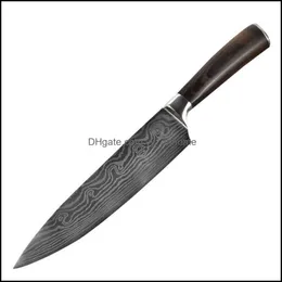 Outras ferramentas de cozinha de barra de jantar de cozinha Ferramentas de cozinha por atacado de a￧o inoxid￡vel Damasco Damasco cor de madeira delicada corpula
