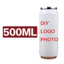 500 ml Thermos COLA Can Diy Po Nazwa Tekst Kolorowy druk Drukowanie Personalizuj Prezent Zachowaj chłód na letni napój herbata 220608