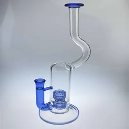 Hopah Glass Bong Blue Bent Neck 16inch 18mm Joint Smoking Pipe Oil Rigs