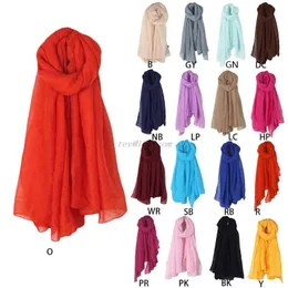 Moda 16 colori Sciarpa lunga da donna Sciarpe Vintage Cotone Lino Scialle grande Hijab Elegante tinta unita Nero Rosso Whi