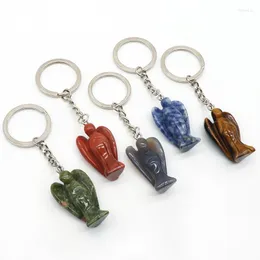 Keychains Charms Fashion Women Keychain Natural Stone Clear Quartz Unakite Opal Sodalite Keyholder Keyring For Lady Pendant Jewelry Fred22