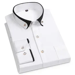 Camicie casual da uomo CAMICIA DA UOMO Fibbia in trapano bianco Elastico antirughe Sociale Uomo Manica lunga Business Slim Fit UomoUomo