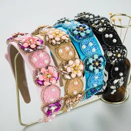 Shiny Luxury Bohemia Colorful Crystal Headband for Woman Sparkly Rhinestone Seed Beads Hairband Girl Banquet Hair Accessory