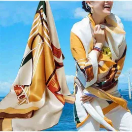 Z54N Lijin Satin Yitong Silkworm Silk Scarf Silk Scarf Women 's Bib Sunscreen Shorg Summer Beach Towel 큰 긴 타월