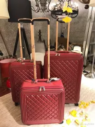 Słynny projektant bagażu Zestaw jakości skórzana walizka torba, uniwersalne koła przewożące, wzorca siatki Przewoźnik Przeciągnij Box Lov Moda Walise bagażnik