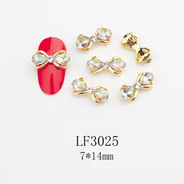 Tamax styles 1pc Mixed Rhinestones Nail Art Decorations Crystal Gems Jewelry Gold Bow Shape Nails Glass Nail