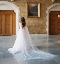 Wraps Jackets G41 Bridal Capes Sexig Reverse Decoration Shawl Bolero för Dress Robe Cape och Wedding Long Veil 3M 3Mwraps