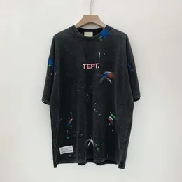 22SSスプリングメンズTシャツスプラッシュインクハンドペイントパフプリントTシャツTシャツThisMen Fashion BlackTee Street CasuareTotkenTシャツ