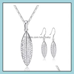 Серьги колье украшения устанавливают Sier Crystal Drop Подвесные ожерелья для женской партии для женской вечеринки Подарок мода Оптовая торговля 0361WH 2021 N3