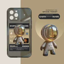 Oryginalny astronauta dsignr fon cass dla iPhon 13 12 Mini 11 Pro Max X XR XS XSMAX 7 8 Plus Cas Fashion Black Transparnt Full Camra Protctiv Covr