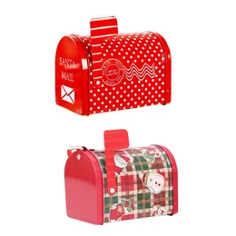 Juldekorationer stor kapacitet godisbox present hantverk järn förvaring tenn postlåda Santa Snowman Cartoon Holiday AccessoryChristmas Dekorati