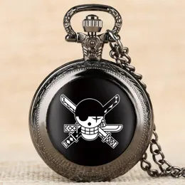 Pocket Watches Skull Pirate Necklace Watch Quartz Clock Sweater Chain Pendant Antique Timepiece Arabic Numerals Display Retro GiftsPocket