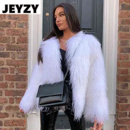 خريف شتاء 2021 Faux Faux Fur Coat Women Curly Curly Fare Fur Jacket Coats Streetwear Ladies Shicay Warm Warm Overwear T220810