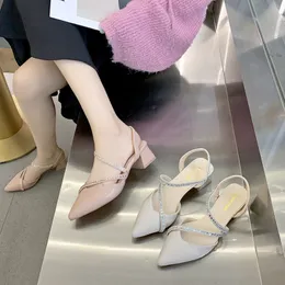 Topselling girl fada moda sandália 2022 verão nova feminina casual moda coreana apontada baotou grosso sapatos de salto alto de salto alto senhora