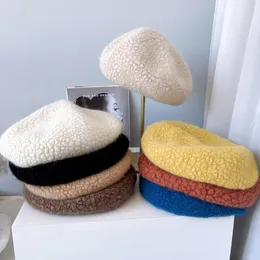 Берец Японская ретро -шерстяная шерсть, шляпа, женская осень, и зима теплая шапочка, художник с твердым цветом дикий стюардесса шляпа Hatberets