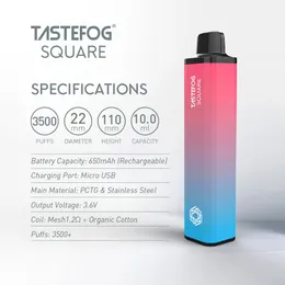 QK Tastefog Quality 3500 Puffs Disposable Pod Vape Cigarette 5% Nic Mesh Coil With Rechargeable 650mAh Battery 10ml Wholesale For America Australia Markets