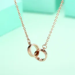 Chains Items Women' Circle Charm Chain Necklace Stainless Steel Ladies' Choker Rose Gold Female AccessoriesChains Sidn22