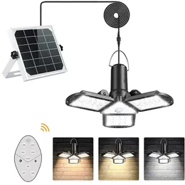 120 Luz solar de rua solar 3 folhas Luzes pendentes externas internas com 3 cores sensor de movimento solar/lâmpada de galpão movido a USB