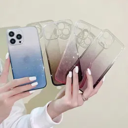 Gradient Clear Glass Telefen Case z zderzakiem soczewki na iPhone 13 12 Pro Max Luksusowy tylna okładka twarda skorupa odporna na wstrząs przeciwpieprzoną