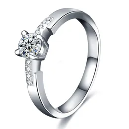 Proposta de casamento de anel de moissanita de 0,5ct 925 prata esterlina seis pontas de diamante moísan diamante