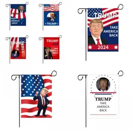 DHL Double -Sided 12x18 дюймов кампании сад сад флаг Trump 2024 Украшение баннер вернуть Америку обратно