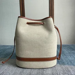 Luxurys Designers FW Nuove borse a secchiello in tela di lino Borsa in pelle di mucca lettera Borse Manico Borse a tracolla singole Borsa a tracolla per il tempo libero da spiaggia