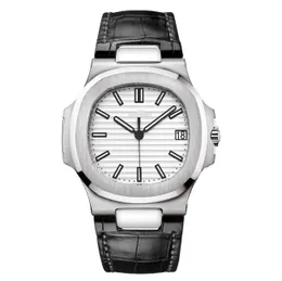 Fashion Wrist Watch Luminous Movement Watches rostfritt stål klockband och läderrem