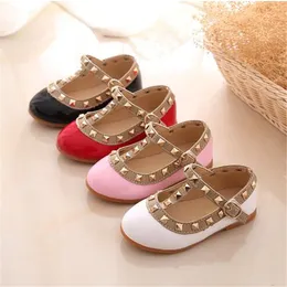 2022 New Spring Summer Autumn Design Kids Leather Shoes Rivets Girls Shoes Princess School Toddler Mary Jane Dress Shoes