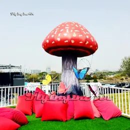 개인화 된 빨간 팽창 식 버섯 모델 시뮬레이션 조명 공기 춤 파티 및 웨딩 장식을위한 버섯 풍선 폭발