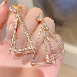 Full diamant lång triangulär tofs dangle örhängen för kvinnor koreanska mode örhängen dagliga födelsedagsfest smycken gåvor