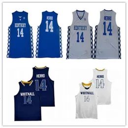 Xflspmen's Whitnall High School Basketball 14 Tyler Herro Jersey Navy White Stitched Tyler Herro Kentucky Wildcats College Maillot de Basket