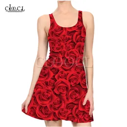 Bunte Retro Rose Blume 3D Druck Sommer Kleider Casual für Frauen Kleid Ärmelloses Party Sexy Schlank Strand Kleid 220617