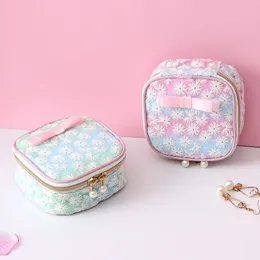 Outdoor Bags Girly Cute Mesh Embroidered Sanitary Napkin Storage Bag Portable Cosmetic Box Multi-function Earphone Data Cable