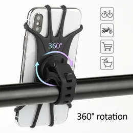 Bike Phone Holder Mount Black 360 Rotation Flexible Bicycle Motorcycle Baby Stroller Silicone Stand Support for Smartphone