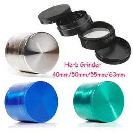 Greante de ervas secas por atacado Grinder Tobacco Acessórios para fumantes de 4 camadas Crusher de zinco Herb Alloy Grinderr 40mm 50mm 55mm 63mm Tobacco Tools