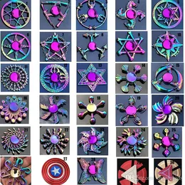 Rainbow Pack Metal Fidget Spinner Star Kwiat Czaszka Dragon Wing Pack Hand Spinning Top dla Autyzm ADHD Dzieci Dorosłych Anti Stress Zabawki EDC