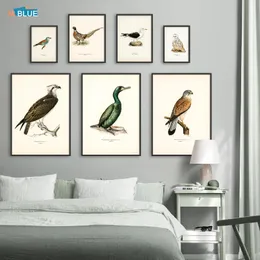 Gemälde Retro Vögel Poster und Druck Wirbeltiere Leinwand Malerei Kormoran Vogel Wand Bild Realismus Kunstwand Home Decor für Wohnzimmer